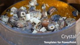  Presentation with cooking - Slide set enhanced with cooking-traditional-botswana-food-boiled background and a gray colored foreground