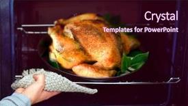  Presentation with chicken little chicks - Cool new presentation theme with cooking turkey - appetizing roast chicken and potatoes backdrop and a wine colored foreground