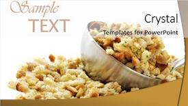  Presentation with spilling - Theme enhanced with cooking turkey - seasoned stuffing mix spilling background and a white colored foreground