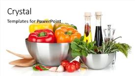  Presentation with lemongrass herb plant fresh leaves - Beautiful slides featuring cooking utensils - fresh bell peppers herbs backdrop and a white colored foreground