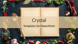  Presentation with recipe book - Amazing slides having cooking utensils - herbs and spices backdrop and a lemonade colored foreground