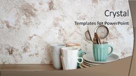  Presentation with cooking utensils - PPT theme with cooking utensils and dishware background and a  colored foreground