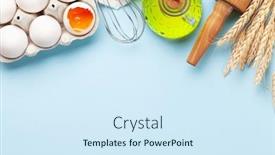 Presentation with cooking utensils - Presentation theme with cooking-utensils-and-ingredients background and a sky blue colored foreground