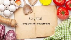  Presentation with cookbook - Presentation design having cooking-utensils-and-ingredients background and a lemonade colored foreground