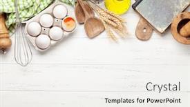  Presentation with cooking utensils - Audience pleasing presentation theme consisting of cooking-utensils-and-ingredients backdrop and a white colored foreground