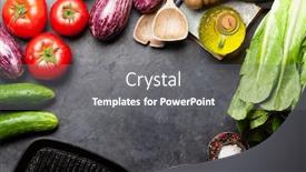  Presentation with cooking utensils - Beautiful presentation design featuring cooking-utensils-and-ingredients backdrop and a  colored foreground