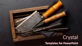  Presentation with cooking utensils - Slides having cooking-utensils-in-box background and a wine colored foreground