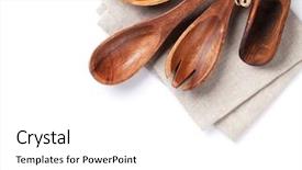  Presentation with cooking utensils - Audience pleasing slide set consisting of cooking utensils isolated on white backdrop and a white colored foreground