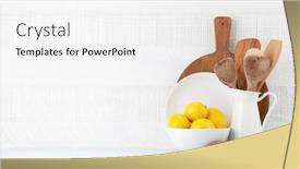  Presentation with cooking utensils - Slides enhanced with cooking-utensils-on-kitchen-table background and a white colored foreground