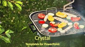  Presentation with nature riverfront development 3d - Slide set featuring cooking vegetables on grill barbecue background and a tawny brown colored foreground