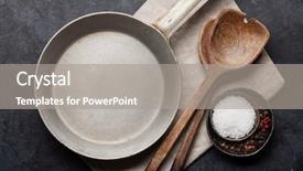  Presentation with cooking utensils - Amazing PPT theme having cooking wooden utensils and spices backdrop and a gray colored foreground