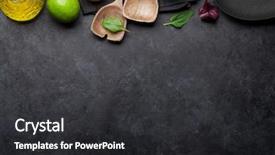  Presentation with cooking utensils - PPT layouts having cooking wooden utensils empty plate background and a dark gray colored foreground