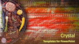  Presentation with grill - Slide deck with cookout - barbecue garden grill with beef background and a red colored foreground