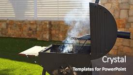  Presentation with masonry - Presentation design featuring cookout - barbecue with smoke side view background and a tawny brown colored foreground