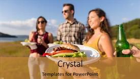  Presentation with summer party - Beautiful slide deck featuring cookout - group of friends with typical backdrop and a gold colored foreground