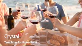  Presentation with barbecue - PPT theme with cookout - young people having barbecue party background and a coral colored foreground