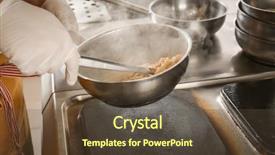  Presentation with pasta restaurant - Presentation design featuring cookware - male chef cooking pasta background and a  colored foreground