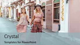  Presentation with maxi - Presentation theme featuring cool - boho mom with daughter background and a light blue colored foreground