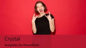  Presentation with punk rock music - Amazing presentation theme having cool - cheerful punk woman screaming backdrop and a crimson colored foreground