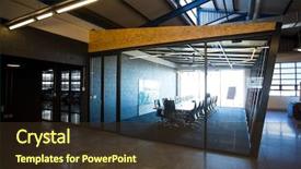  Presentation with conference table - Presentation theme featuring cool - empty modern conference room background and a tawny brown colored foreground