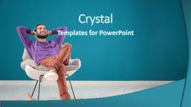 Presentation with music - Slide set featuring cool - handsome man listening to music background and a ocean colored foreground