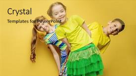  Presentation with children education - Slides enhanced with cool - happy joyful children having fun background and a yellow colored foreground