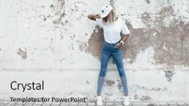  Presentation with wall street - Presentation theme having cool - hipster girl wearing blank white background and a light gray colored foreground