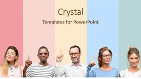  Presentation with women - Audience pleasing presentation theme consisting of cool - mixed group of people women backdrop and a cream colored foreground