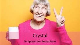  Presentation with beverage tea - Cool new slides with cool - old excited lady smiling laughing backdrop and a coral colored foreground