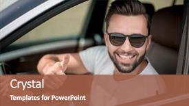  Presentation with sleepy yawning man driving car - Slides with cool - stylish young man driving background and a red colored foreground