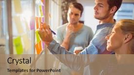  Presentation with young business people - Beautiful slide set featuring cool - young creative business people backdrop and a coral colored foreground