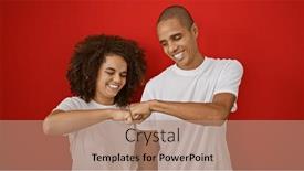  Presentation with cool - Slide deck enhanced with cool-and-smiling-beautiful-couple and a coral colored foreground