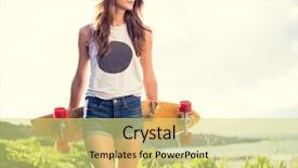  Presentation with lifestyle - PPT theme consisting of cool beach - fashion lifestyle beautiful young woman background and a yellow colored foreground