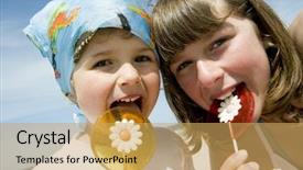  Presentation with lollipop - PPT layouts consisting of cool beach - sweet girls with lollipop background and a yellow colored foreground