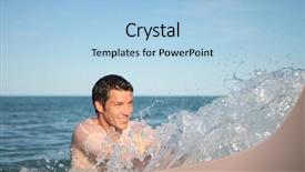  Presentation with sky - Presentation design having cool beach - young guy playing in sea background and a  colored foreground