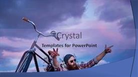  Presentation with traveler - Beautiful PPT theme featuring cool-bearded-traveler-making-hand backdrop and a light blue colored foreground