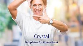  Presentation with creativity - PPT layouts with cool borders - atrractive senior caucasian redhead woman background and a sky blue colored foreground