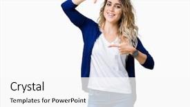  Presentation with frame borders - Amazing PPT theme having cool borders - beautiful young blonde woman backdrop and a  colored foreground