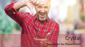  Presentation with creativity - Colorful PPT layouts enhanced with cool borders - middle age hoary senior man backdrop and a red colored foreground