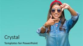  Presentation with poetry creativity concept - Amazing presentation theme having cool borders - young beautiful arab woman wearing backdrop and a  colored foreground