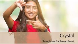  Presentation with arab - Slides with cool borders - young beautiful arab woman background and a coral colored foreground