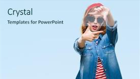  Presentation with creativity - Slides enhanced with cool borders - young beautiful woman over isolated background and a  colored foreground