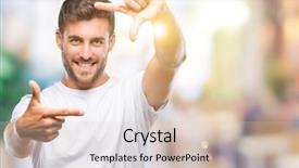  Presentation with poetry creativity concept - Beautiful presentation theme featuring cool borders - young handsome man over isolated backdrop and a  colored foreground