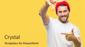  Presentation with creativity - Presentation consisting of cool borders - young handsome man over isolated background and a yellow colored foreground