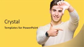  Presentation with creativity - Slide set with cool borders - young handsome man over isolated background and a  colored foreground