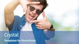  Presentation with happy sad face man - PPT layouts consisting of cool borders - young handsome man wearing sunglasses background and a  colored foreground