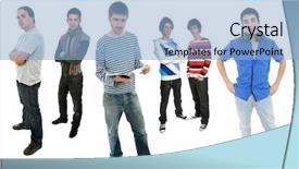  Presentation with body - PPT theme featuring cool boy - group of young men full background and a light blue colored foreground