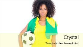  Presentation with flag football girls - Presentation enhanced with cool brazil - pretty football fan holding brazilian background and a blonde colored foreground