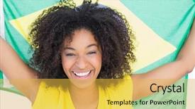  Presentation with pretty girl - Cool new presentation theme with cool brazil - pretty girl in yellow tshirt backdrop and a yellow colored foreground