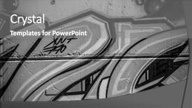  Presentation with white black grafitti - PPT theme with cool brazil - segment of a street art background and a gray colored foreground